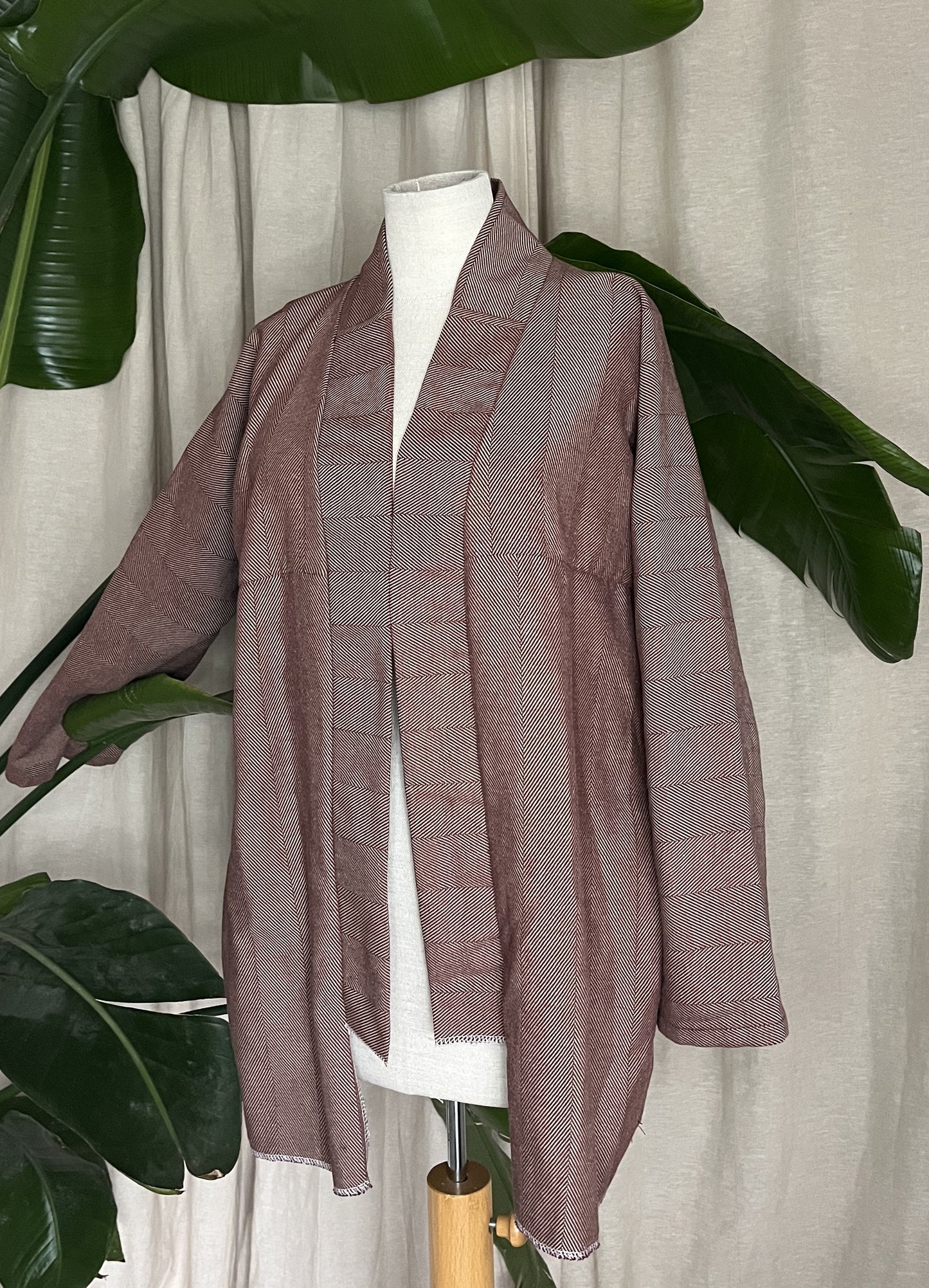 Retro Kimono, bronze gestreift, 100% Baumwolle, Unikat