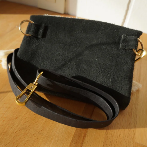 Bauchtasche mit Makramee, Brusttasche, Umhängetasche aus Leder
