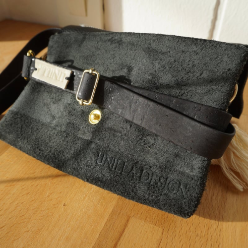 Bauchtasche mit Makramee, Brusttasche, Umhängetasche aus Leder