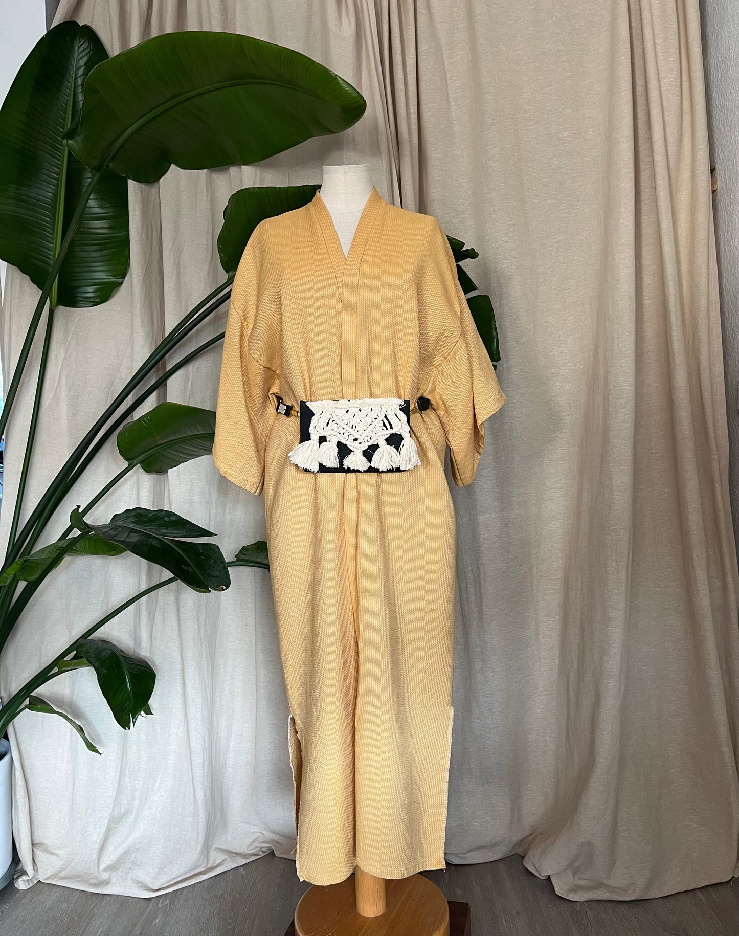 Kimono, langer Cardigan gelb, Unikat