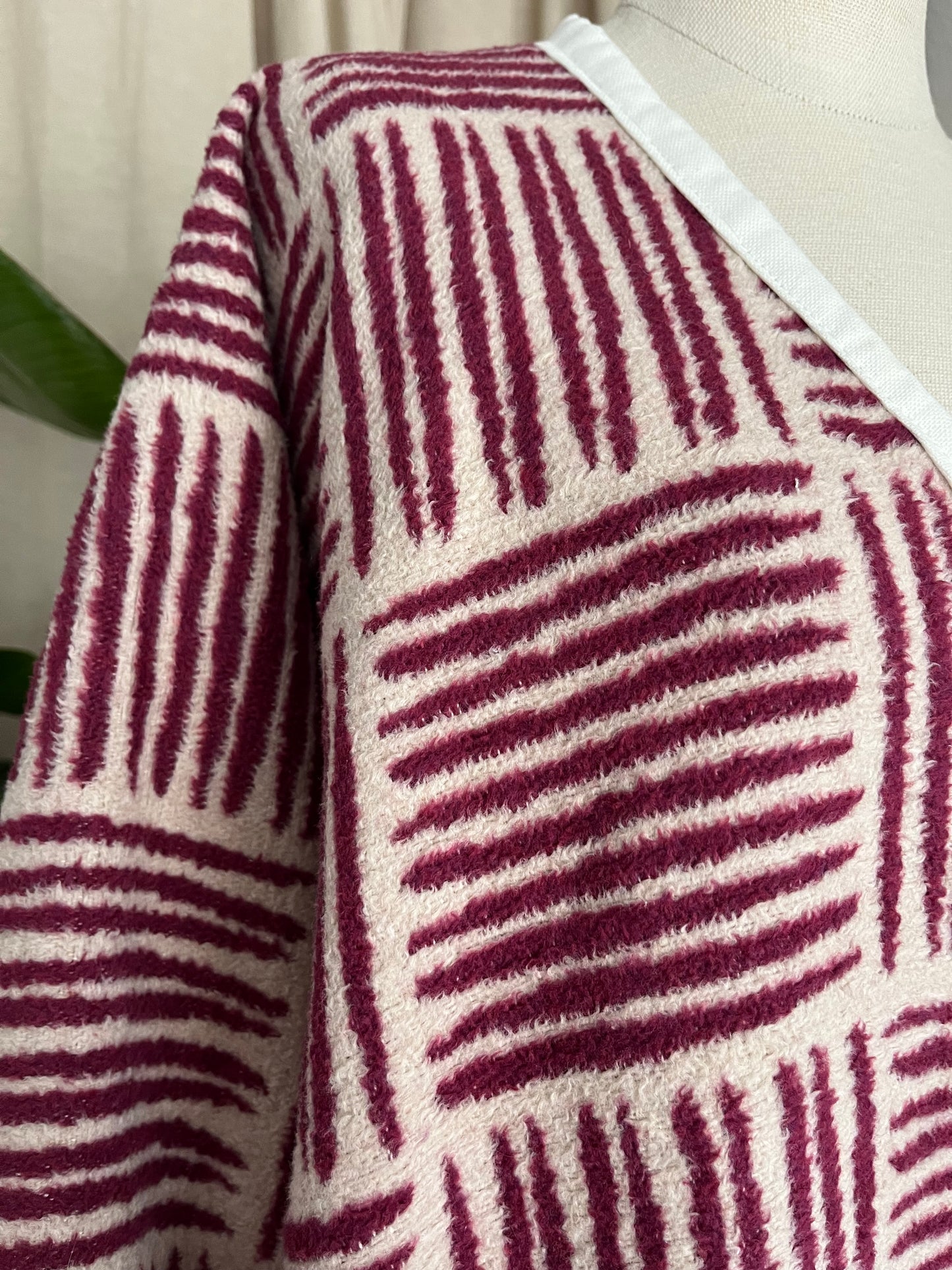 Poncho onesize, pink weiß, 50% Baumwolle, Unikat