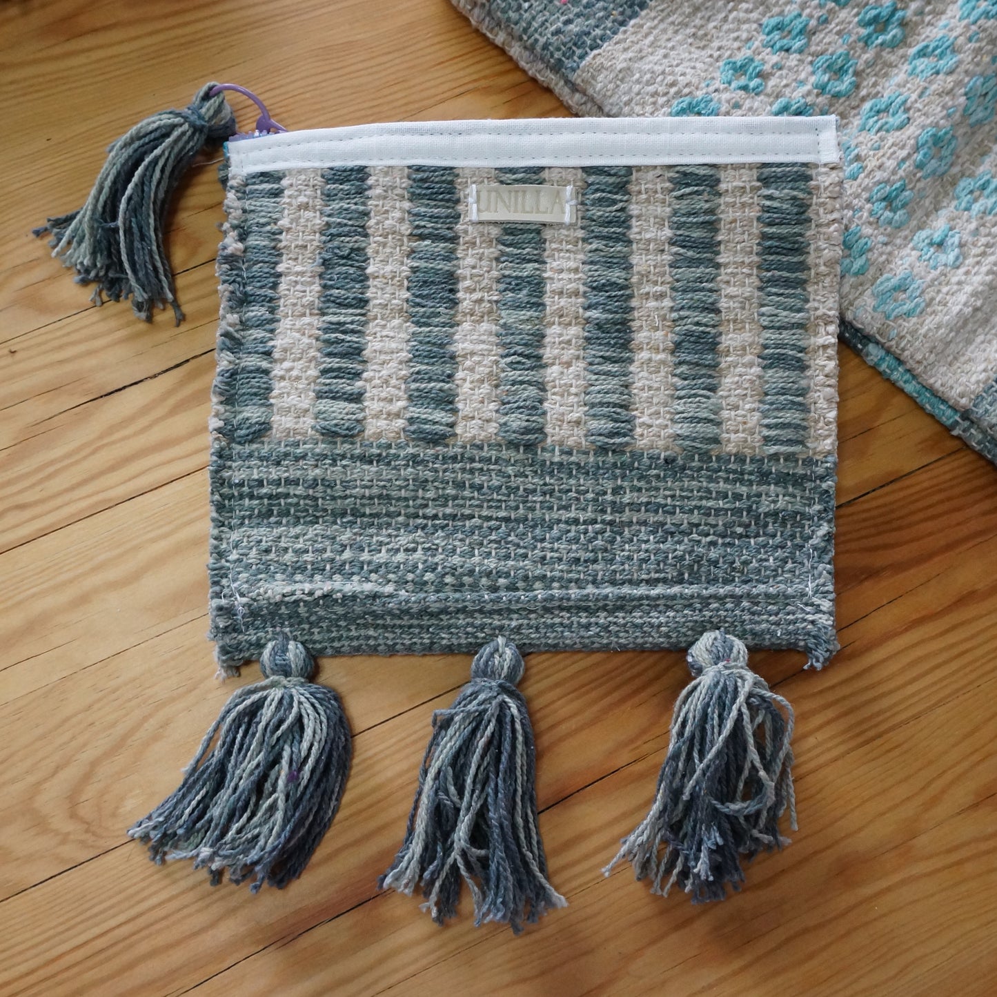 Kosmetiktasche, kleine Tasche aus Webstoff mit Reißverschluss