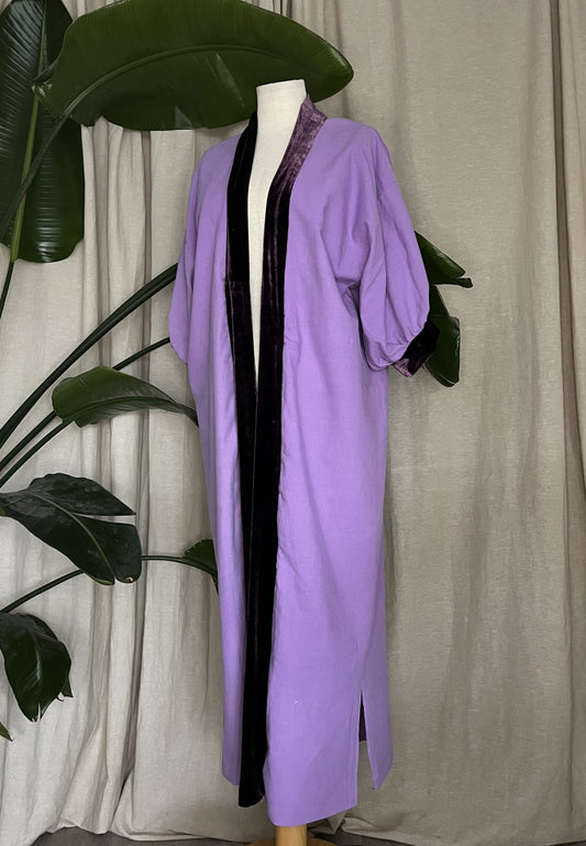 Midi Kimono, midi Cardigan Lila, Samt, Unikat