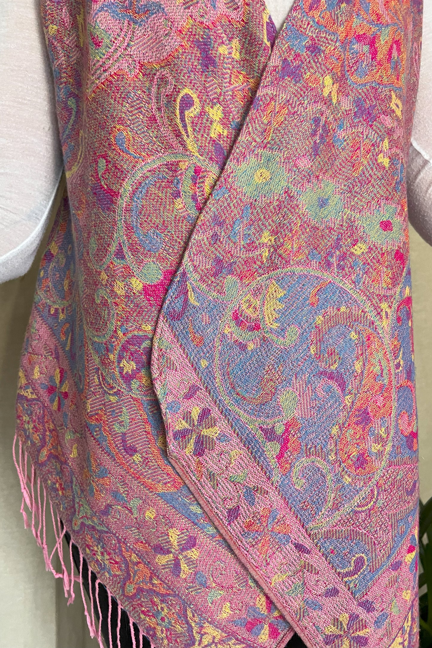 Schmale Weste, rosa lila bunt beige, Kaschmir Wolle, S-L, Unikat