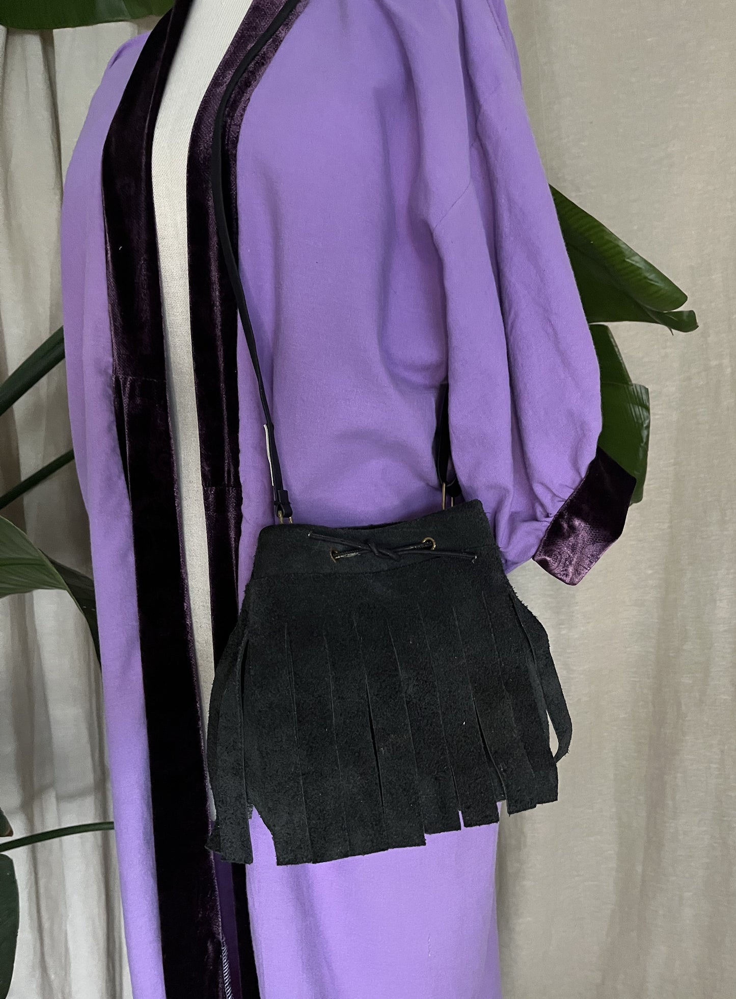 Midi Kimono, midi Cardigan Lila, Samt, Unikat