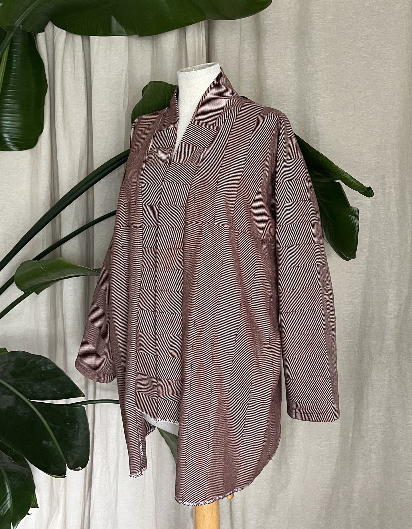 Retro Kimono, bronze gestreift, 100% Baumwolle, Unikat