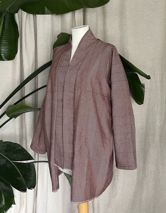 Retro Kimono, bronze gestreift, 100% Baumwolle, Unikat
