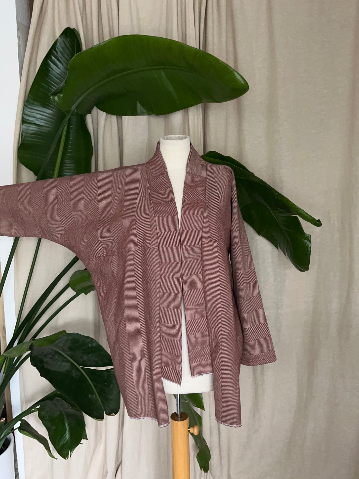 Retro Kimono, bronze gestreift, 100% Baumwolle, Unikat