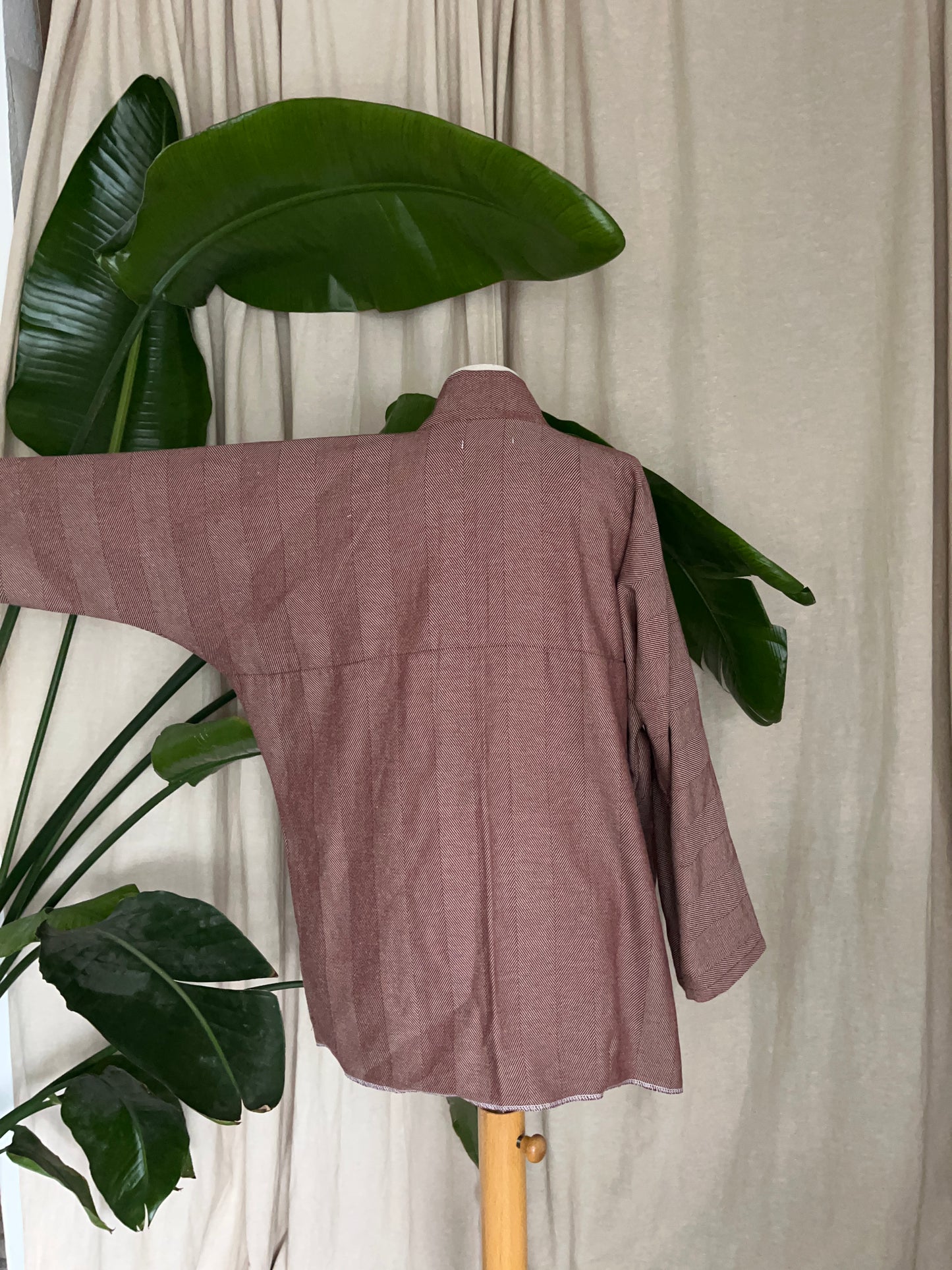 Retro Kimono, bronze gestreift, 100% Baumwolle, Unikat