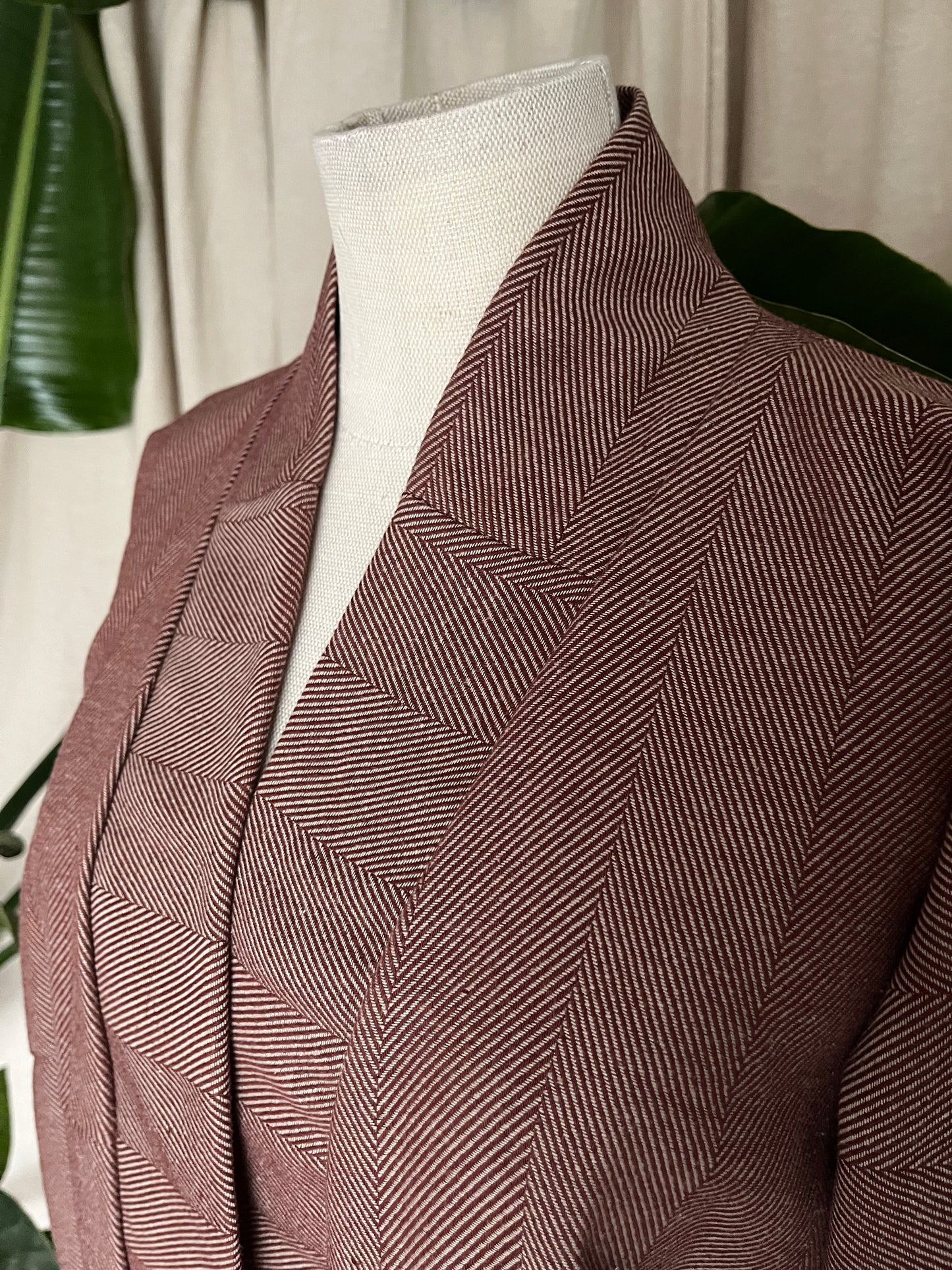 Retro Kimono, bronze gestreift, 100% Baumwolle, Unikat