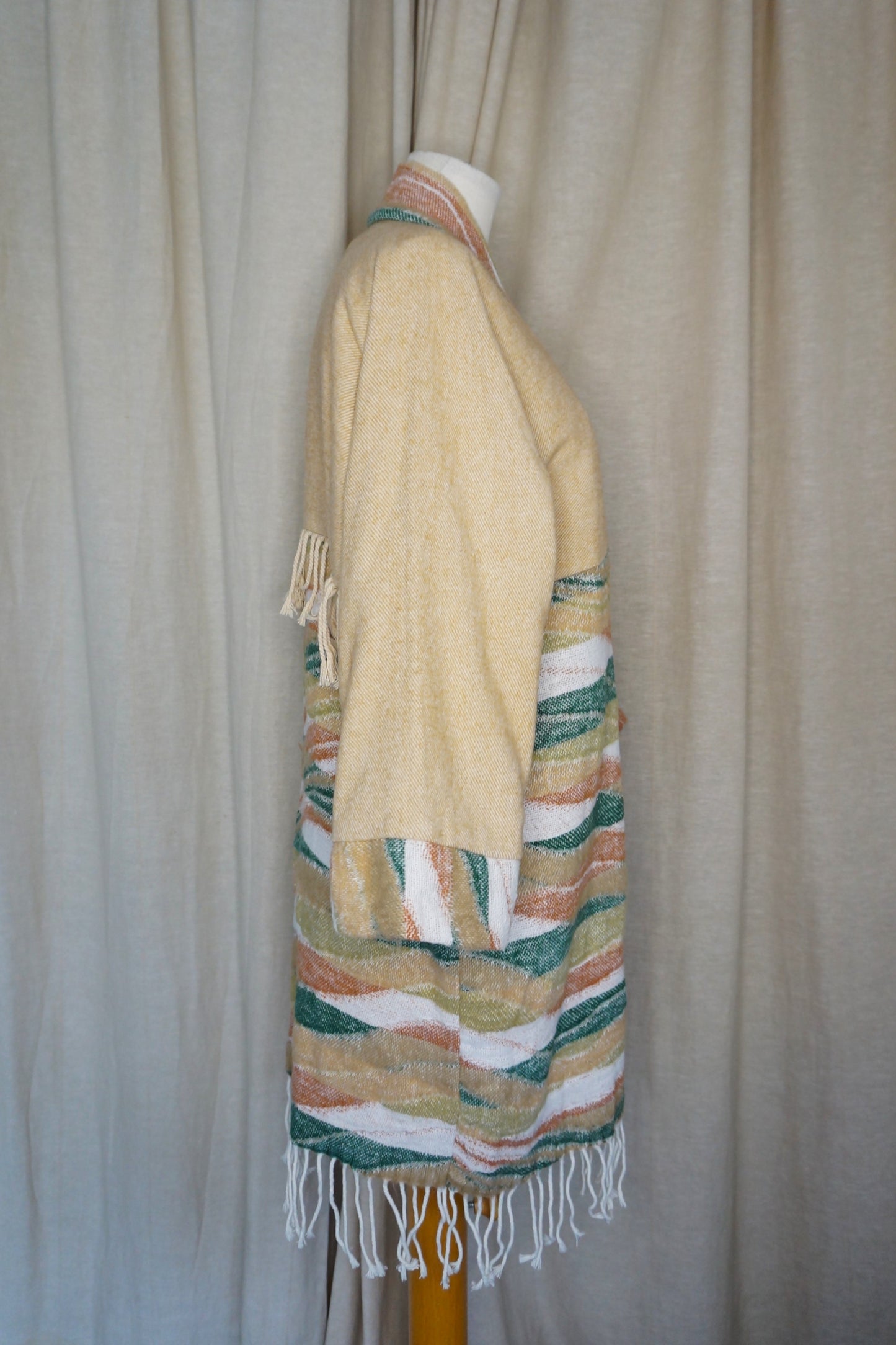 Retro Kimono – Beige & Terracotta Fransen | Unikat
