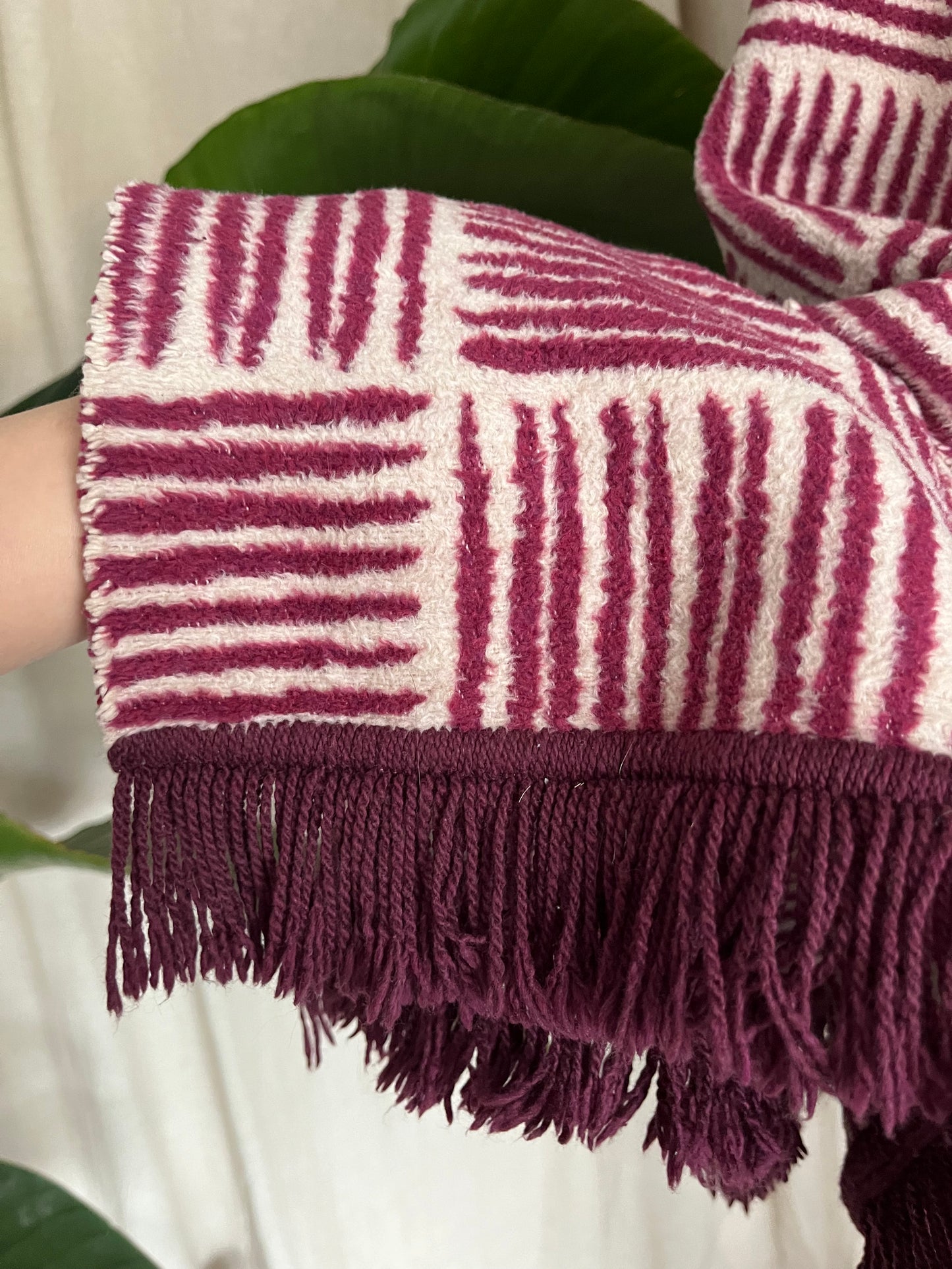 Poncho onesize, pink weiß, 50% Baumwolle, Unikat