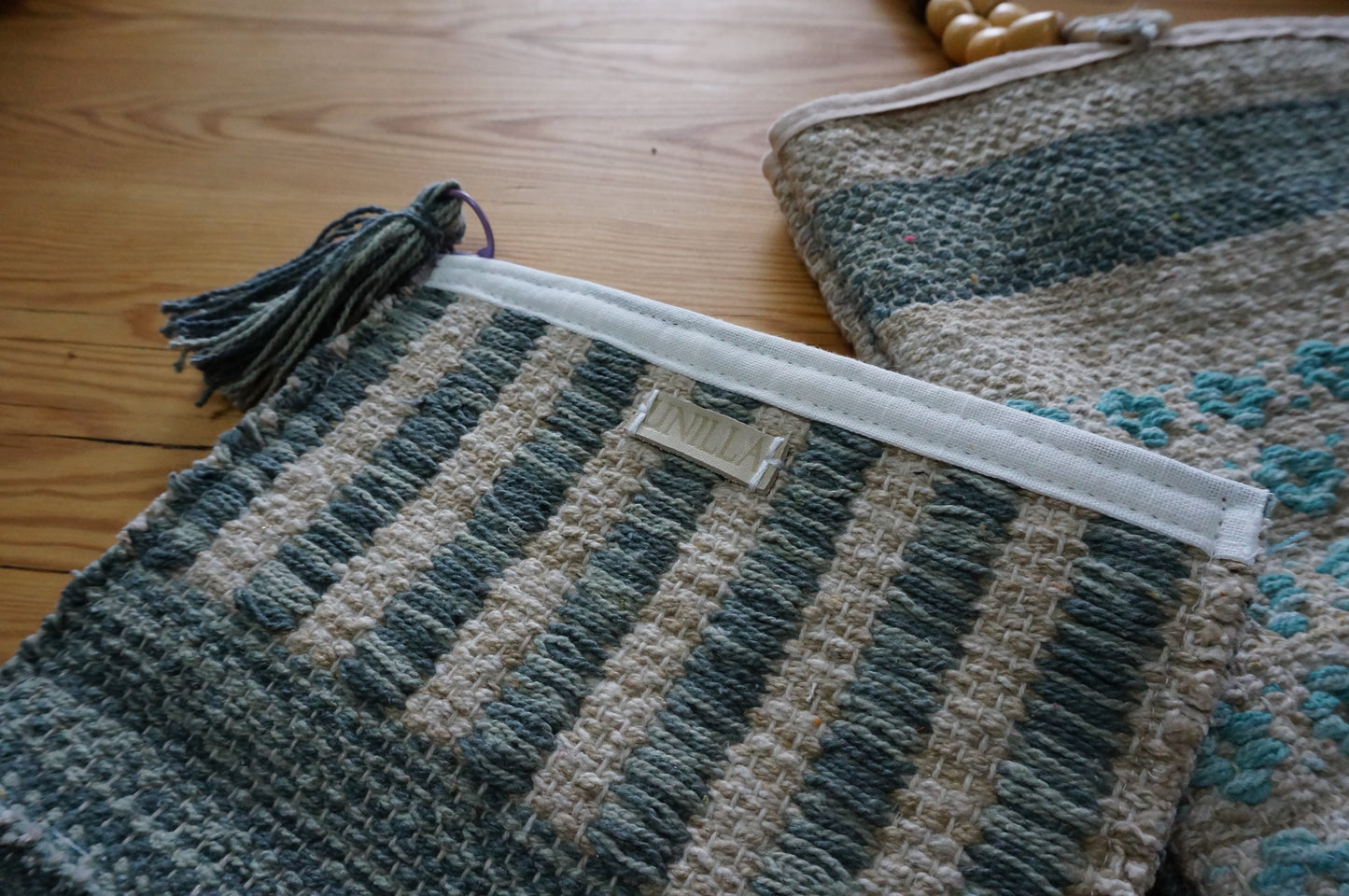 Kosmetiktasche, kleine Tasche aus Webstoff mit Reißverschluss