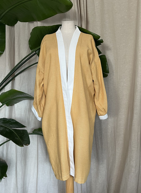 midi Kimono, midi Cardigan gelb, Unikat