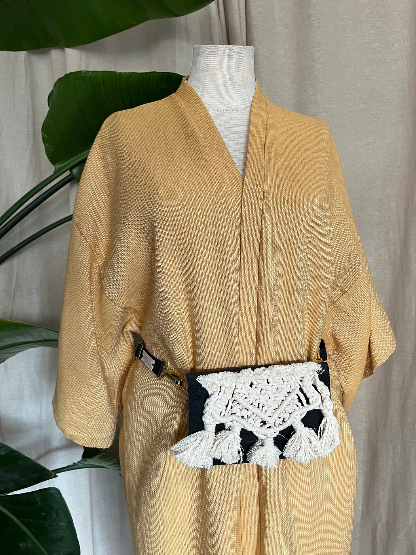 Kimono, langer Cardigan gelb, Unikat